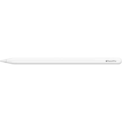 Un stylet blanc cylindrique à pointe arrondie et portant le logo 'Apple Pencil' sur le côté.