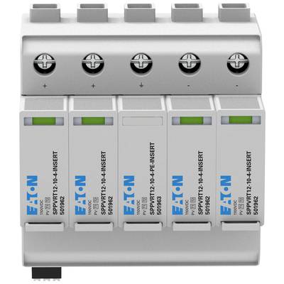 Dispositif de protection contre les surtensions avec cinq modules portant l'inscription 'Eaton'. Chaque module est doté d'un indicateur de statut vert.