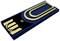 Une clé USB stylisée avec un trombone doré sur un fond bleu ; symbolise le stockage et l'organisation des données.