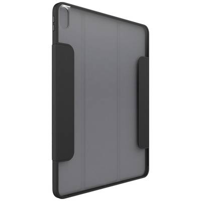 Une housse de tablette noire au design élégant et minimaliste, avec un cadre protecteur.