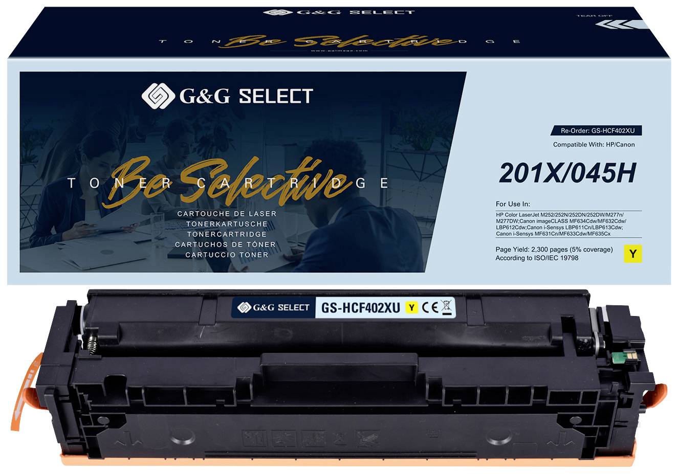 G&G Toner remplace Brother 201X, 045H compatible noir CF402X/Cartridge 045H Yellow GS-HCF402X(U)