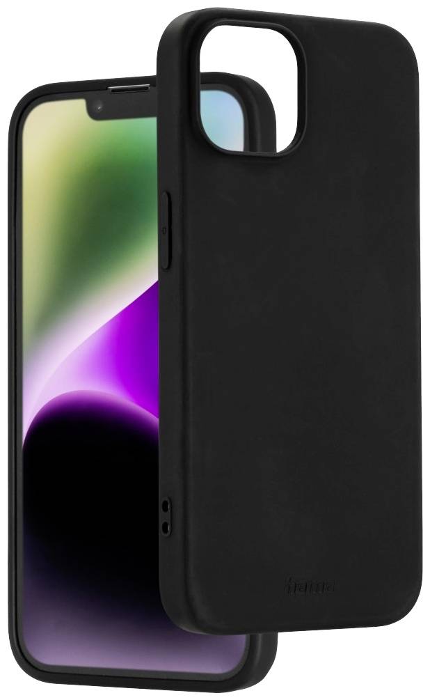 Un smartphone avec un écran couleur affiche un étui téléphonique noir et amovible à côté, qui protège l'écran.