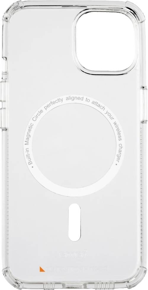 Coque de téléphone transparente avec cercle magnétique pour une fixation facile d'un chargeur sans fil.