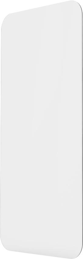 Un objet blanc rectangulaire aux coins arrondis, positionné à plat et verticalement.