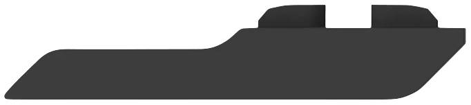 Représentation schématique d'une coupe latérale de coque de navire avec deux zones surélevées à l'arrière.