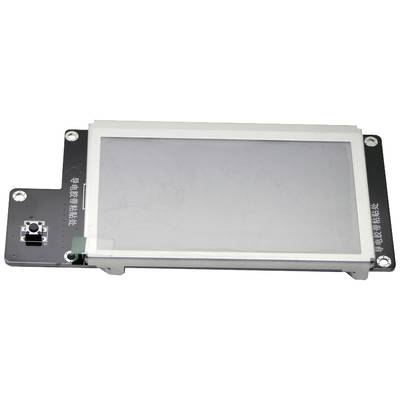 Un composant électronique plat avec un écran et un petit bouton noir sur le côté. Des caractères chinois sont visibles au dos.
