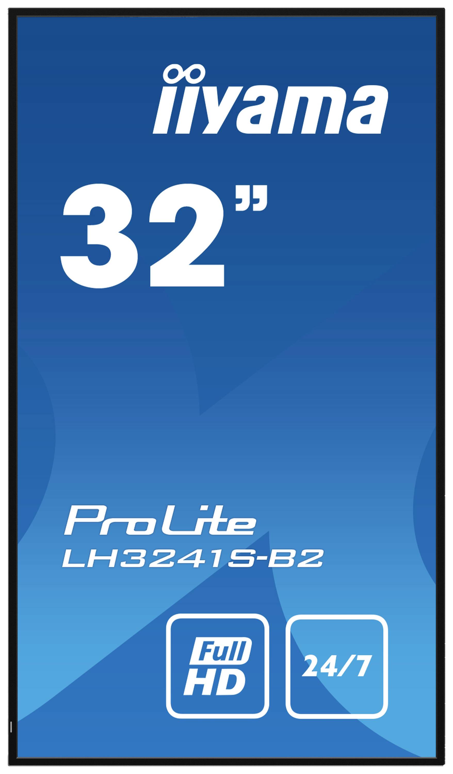 Image d'un écran iiyama ProLite de 32 pouces, modèle LH3241S-B2, Full HD, adapté à une utilisation 24h/24 et 7j/7.
