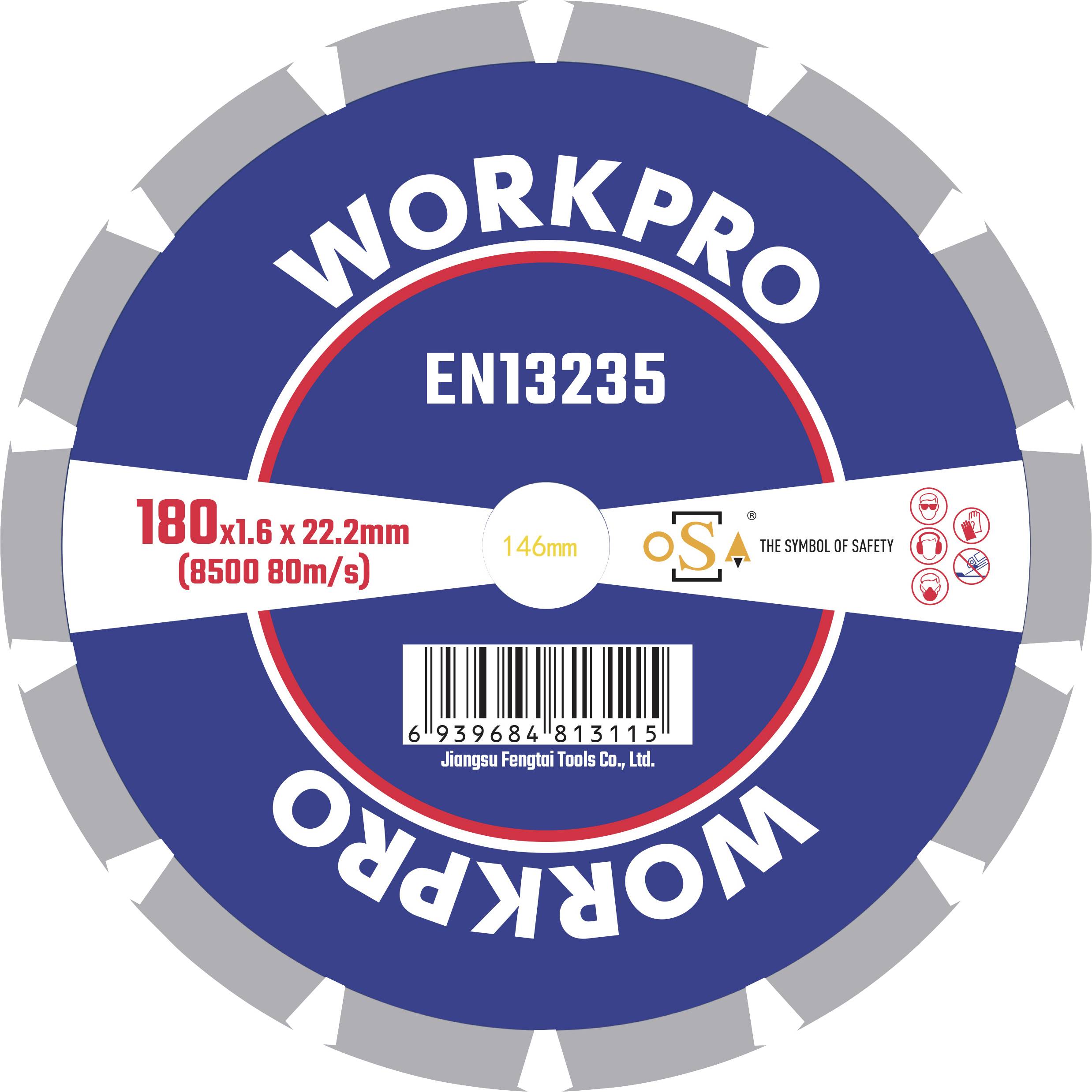 WorkPro GSOSSE-3 Disque à tronçonner 180 mm 1 pc(s) Céramique, Porcelaine, Marbre, Brique, Verre, pierre à chaux, Granite, Pierre naturelle, Grès