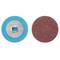 Deux meules abrasives : à gauche, un disque bleu avec un centre métallique, à droite, un disque rougeâtre texturé.