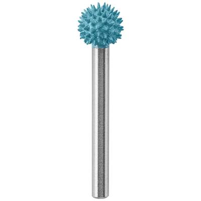 Un fraiseur métallique avec une tête sphérique hérissée, utilisé pour meuler ou fraiser des matériaux très fins.