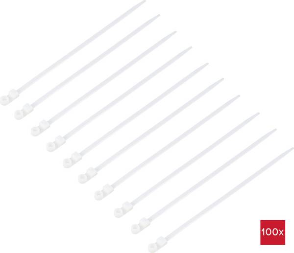 TRU COMPONENTS TC-12814204 Serre-câble 200 mm 4.8 mm naturel avec embase à visser, résiste aux produits chimiques 100 pc(s)