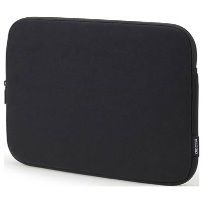 Housse d'ordinateur portable noire en néoprène, rectangulaire, au design minimaliste.