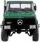 Un Unimog 1300 L vert, un véhicule tout-terrain polyvalent, vu de face. Il est équipé de grandes roues et d'une carrosserie robuste.