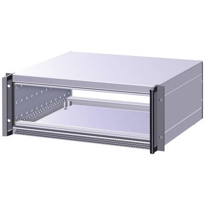 Boîtier de rack 19 pouces en métal, ouvert, conçu pour accueillir des composants matériels, avec des trous de ventilation sur les côtés.