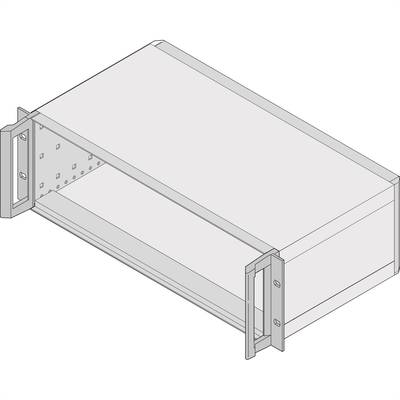 Dessin isométrique d'une pièce métallique rectangulaire avec des surfaces de fixation latérales et des perçages, probablement destinée à être utilisée dans des constructions.