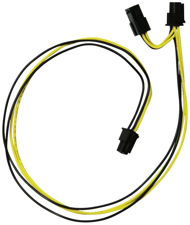 'Un câble électrique rayé jaune et noir avec deux connecteurs. Adapté pour la connexion de composants matériels informatiques.'