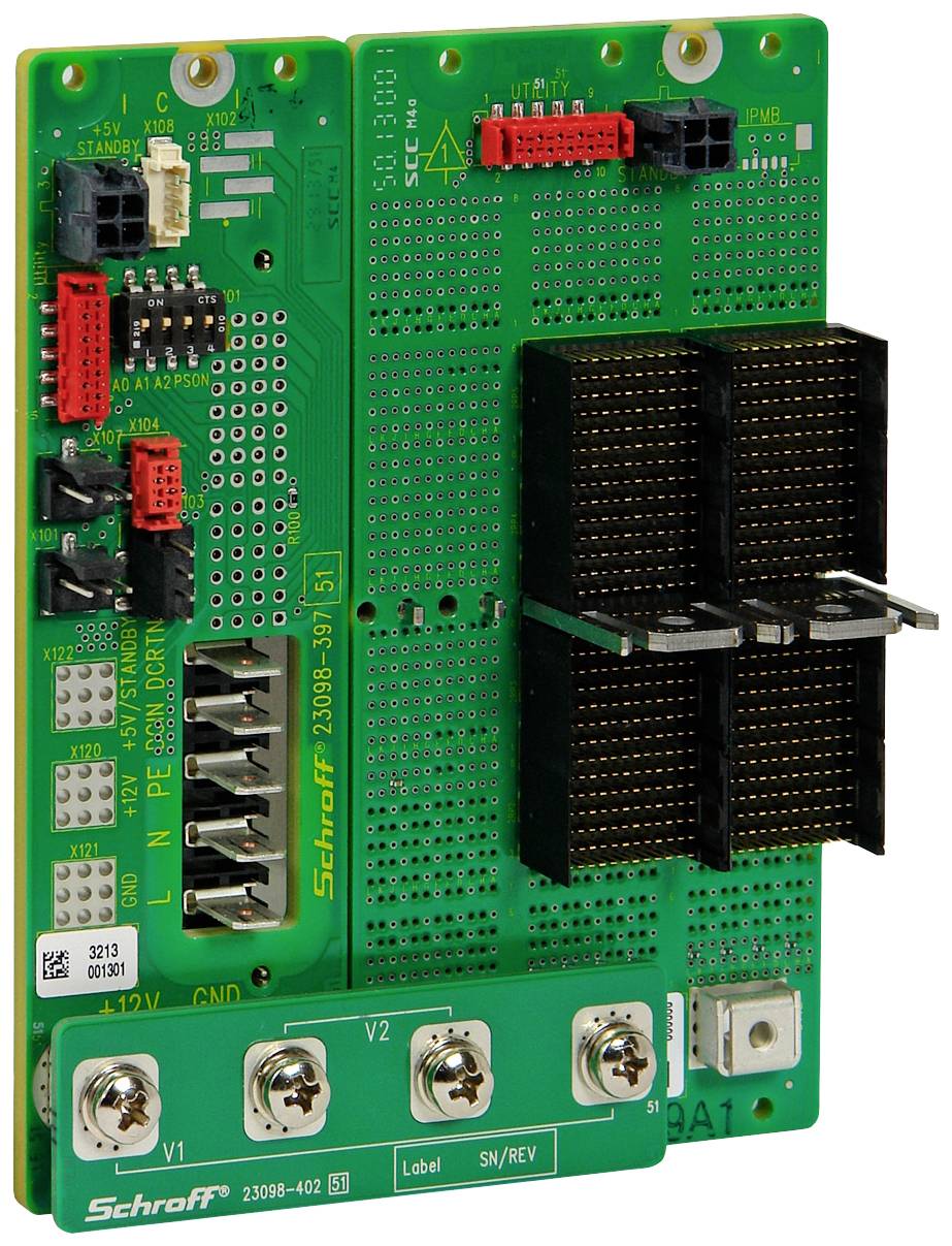 Circuit électronique avec plusieurs connecteurs et circuits intégrés, conçu pour le montage dans un dispositif technique.