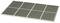 Table de tennis de table rectangulaire avec une surface verte et une bordure argentée, composée de huit cases.