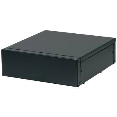 Boîtier métallique noir, rectangulaire, discret. Adapté aux projets électroniques ou aux applications industrielles.