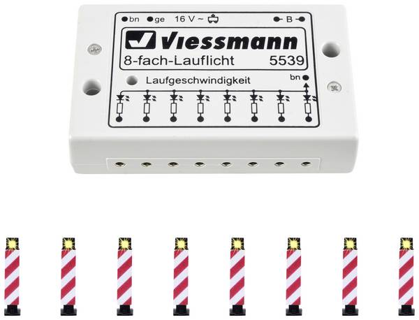 Viessmann Modelltechnik 5040 H0 jeu de 8 Rampe lumineuse d'avertissement avec circuit clignotant modèle fonctionnel