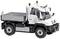 Petit camion blanc à plateau ouvert, adapté aux chantiers ou aux petits transports, représenté sur un fond blanc.