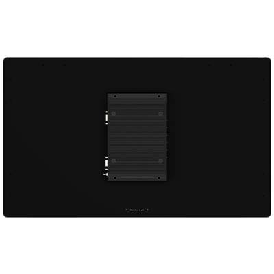 Une surface noire rectangulaire avec un module rectangulaire plus petit au centre, probablement des composants électroniques.