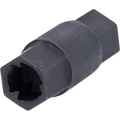 Un embout de clé à vis hexagonale noir en métal. Il est adapté pour une utilisation avec un tournevis ou un visseuse à choc.