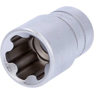 Un embout de clé métallique de forme cylindrique.