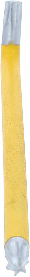 Crayon jaune avec gomme grise en haut et en bas.