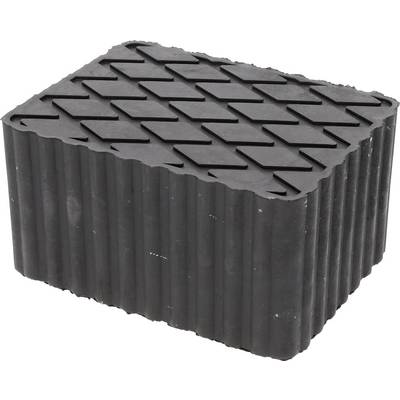 Un bloc de caoutchouc noir rectangulaire avec des rainures sur les côtés et une structure de rainures diagonales sur le dessus.