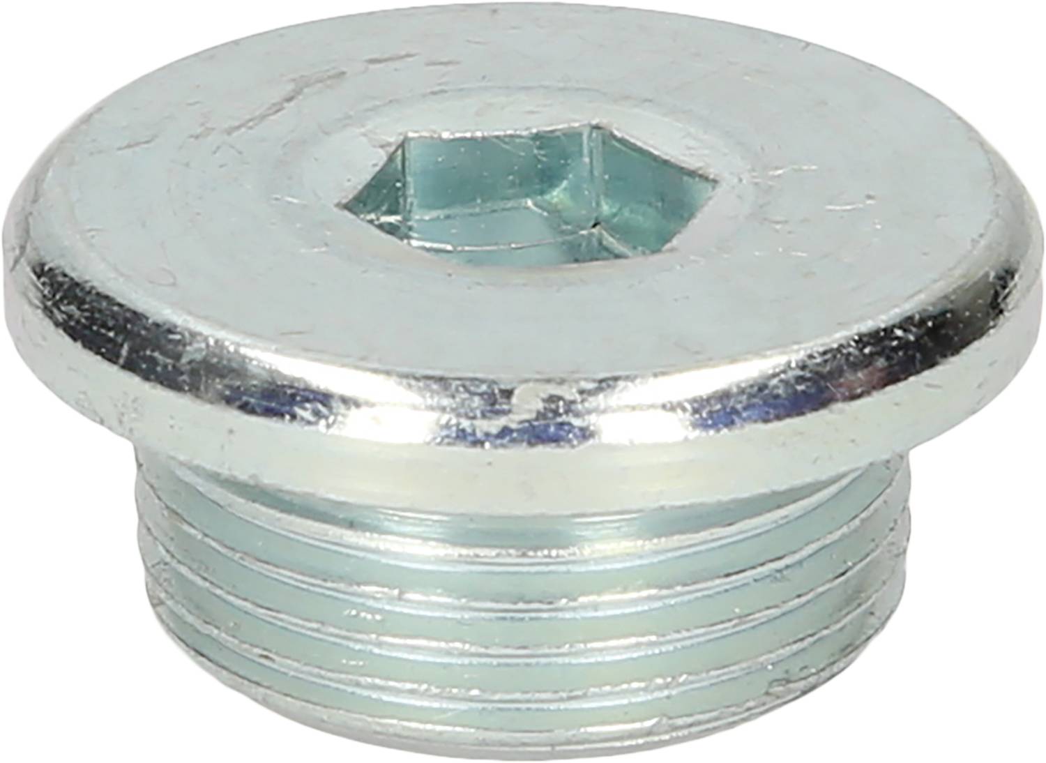 Bouchon de vis en métal avec tête à six pans creux hexagonaux, filetage cylindrique, couleur argent, pour obturer ou sceller.