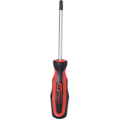 Tournevis à manche rouge et noir, adapté pour les vis à empreinte cruciforme.