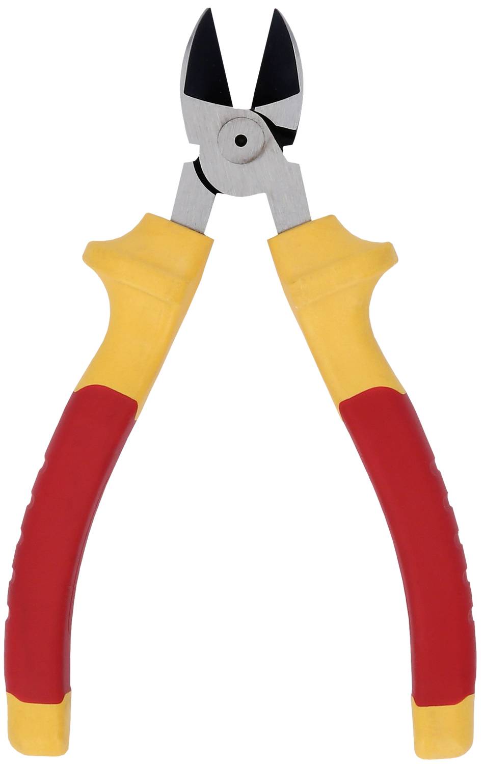 Pince coupante avec des poignées rouges et jaunes, pour couper des fils ou des câbles.