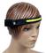 Une mannequin portant un bandeau noir avec une bande lumineuse jaune traversant le front.