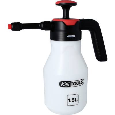 Un pulvérisateur à pression de 1,5 litre de KS Tools avec une poignée noire et une pompe rouge, adapté aux applications de liquides.
