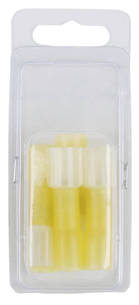 Emballage contenant des connecteurs de câbles jaunes en plastique utilisés pour les installations électriques.