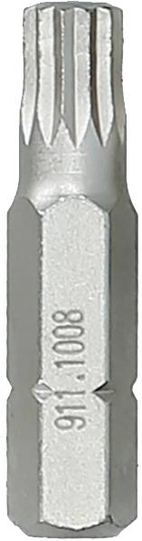 Un embout Torx en argent, taille T10, en métal, avec une tête striée pour une utilisation avec des tournevis.