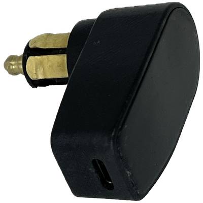 Un adaptateur noir rectangulaire avec un contact métallique, doté d'un port USB-C sur le côté. Adapté pour les accessoires d'appareils électroniques.