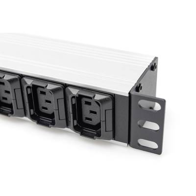 Un boîtier rack argenté et noir avec plusieurs connexions d'alimentation, adapté aux serveurs ou aux équipements réseau.