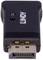 Adaptateur DisplayPort noir avec connexion métallique, portant le nom de marque 'LINDY' imprimé. Permet de connecter un DisplayPort à d'autres appareils.