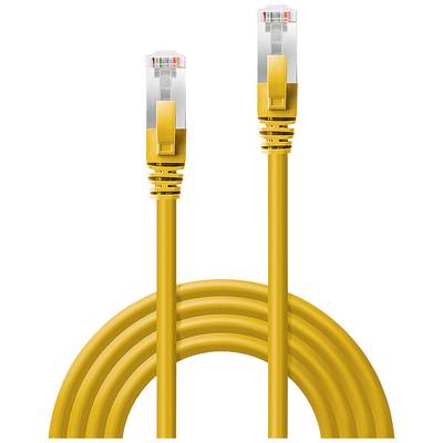 Câble Ethernet jaune avec deux connecteurs RJ45, utilisé pour la connexion réseau.