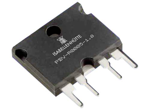 Sur l'image, on peut voir un composant électronique avec plusieurs broches métalliques, probablement un résisteur ou un transistor.