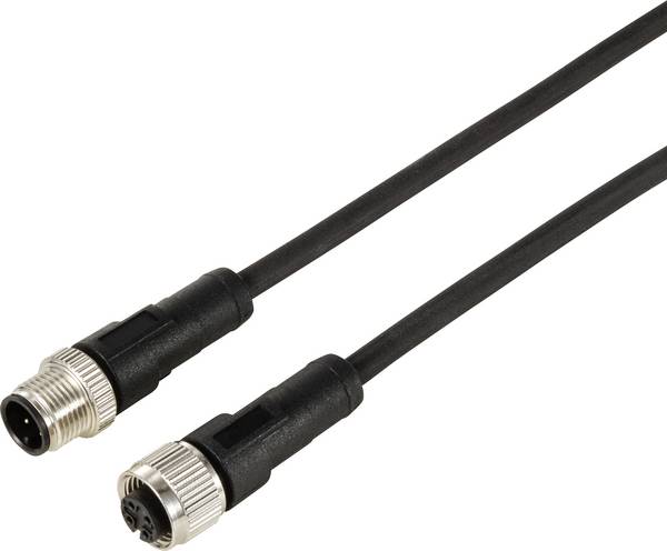 TRU COMPONENTS TC-12833008 Rallonge pour capteur/actionneur M12 fiche droite vers raccord droit 2 m Nombre de pôles: 4 1 pc(s)