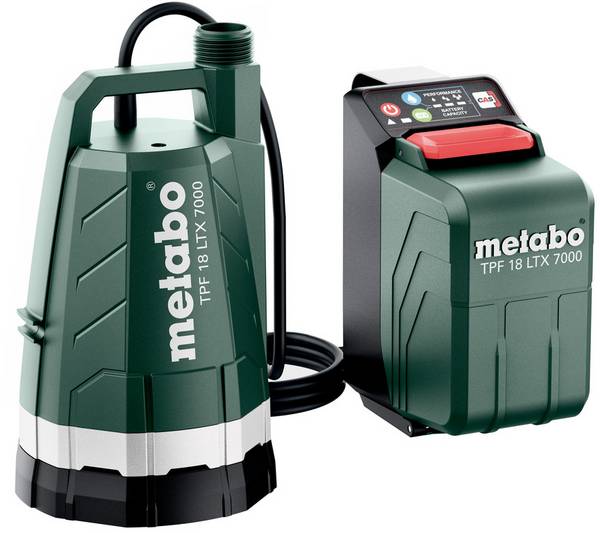 Metabo 601748850 TPF 18 LTX 7000 Akku Pompe submersible 7000 l/h 9 m