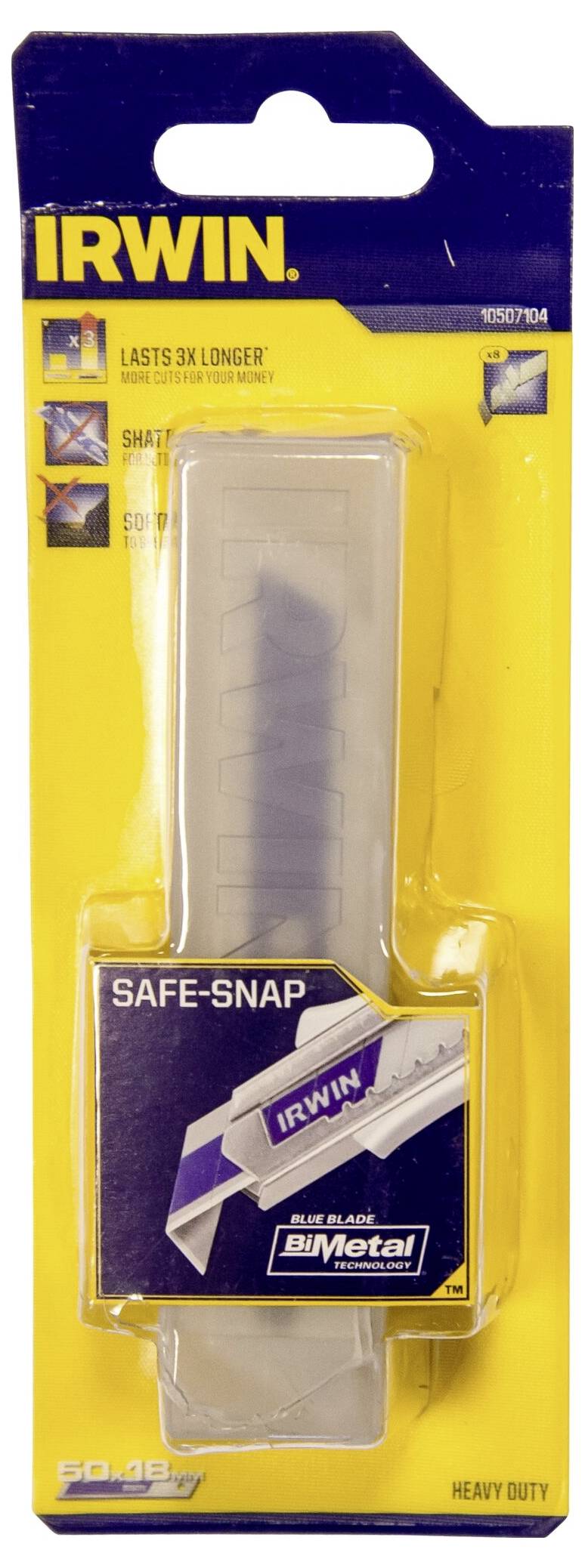 Emballage d'un Coupe-câbles IRWIN Safe-Snap, mettant l'accent sur la durabilité et la fonction de sécurité. Comprend version robuste, lames métalliques.