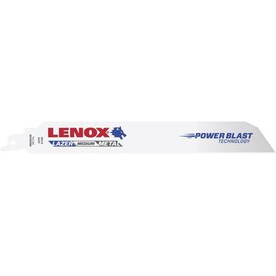 Lame de scie sabre portant l'inscription 'Lenox' et 'Power Blast Technology', adaptée pour le métal mi-dur.