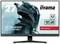'Moniteur iiyama G-Master G2770HSU Red Eagle, 27 pouces, Fast IPS 180 Hz, 0,2 ms MPRT.' Écran de gaming moderne, présenté avec des graphismes futuristes sur l'écran.
