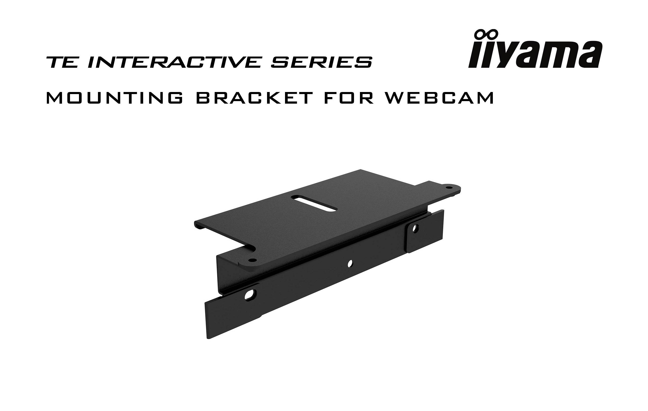 Un support noir pour webcam, décrit comme le 'Support de montage TE Interactive Series pour webcam' de iiyama.