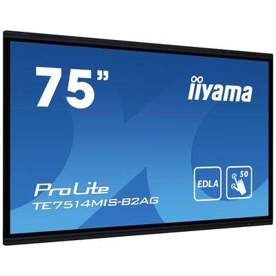 Affichage du moniteur iiyama ProLite de 75 pouces, modèle TE7514MIS-B2AG, avec fonction tactile (50 points de contact) et support EDLA.