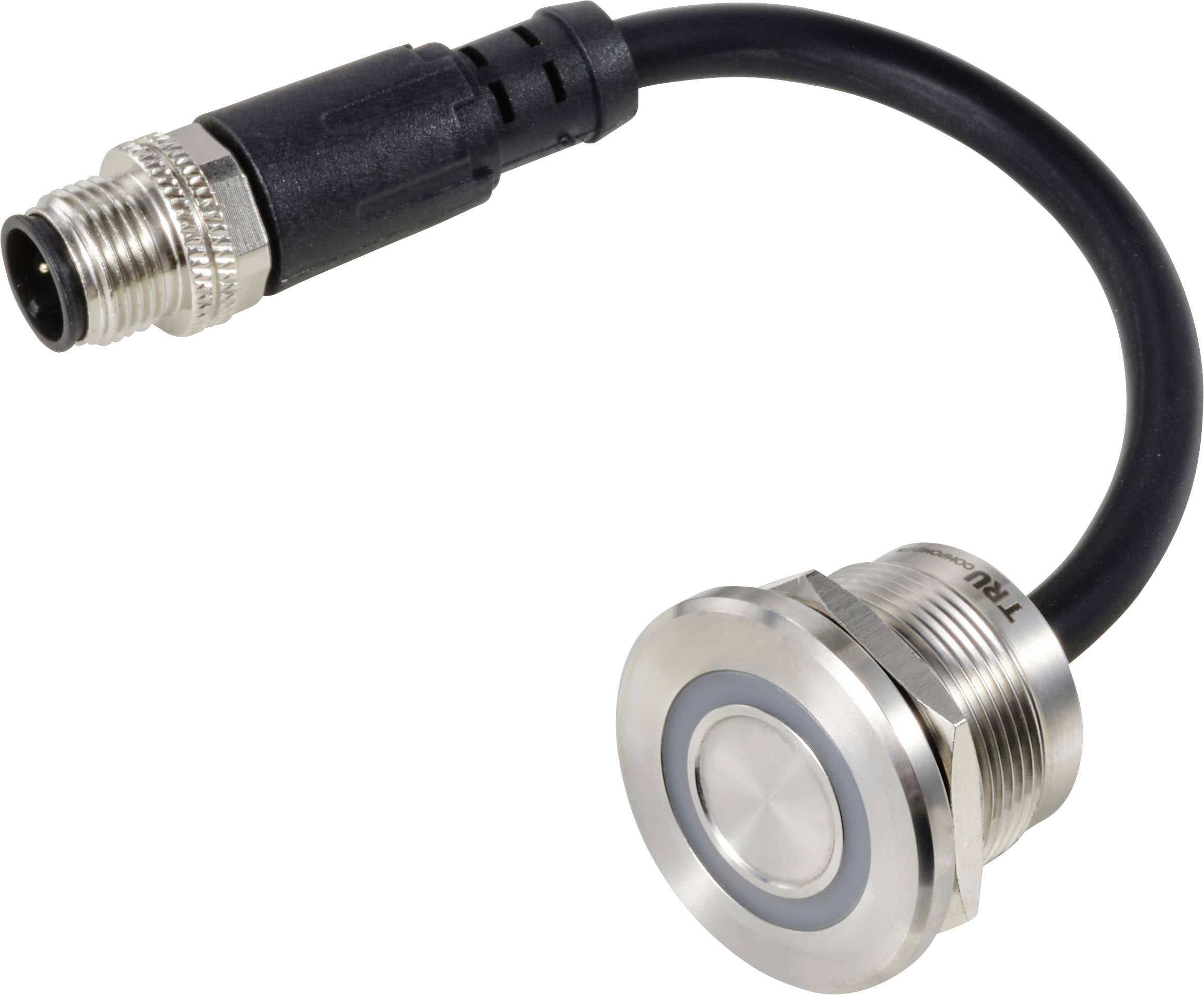 TRU COMPONENTS TC-12835296 TC-TS22A10YSSR12M12 MALE CONNECTOR Poussoir sensitif 24 V 0.5 A 1 x Off/(On) à rappel rouge (